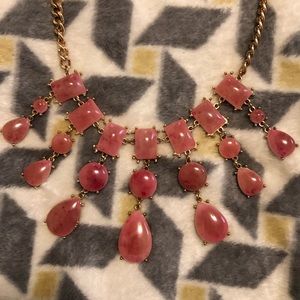 Pink Geometric Teardrop Boho Statement Necklace